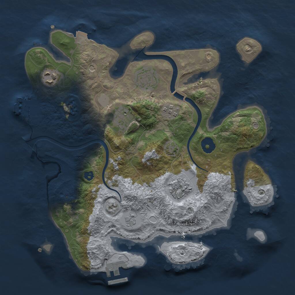 Rust Map: Procedural Map, Size: 3000, Seed: 1990171594, 11 Monuments