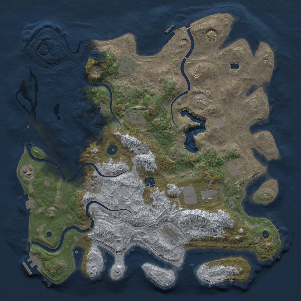 Rust Map: Procedural Map, Size: 4250, Seed: 1048409972, 14 Monuments