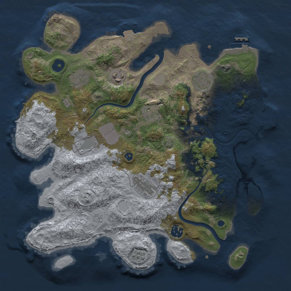 Rust Map: Procedural Map, Size: 3500, Seed: 1210307526, 14 Monuments