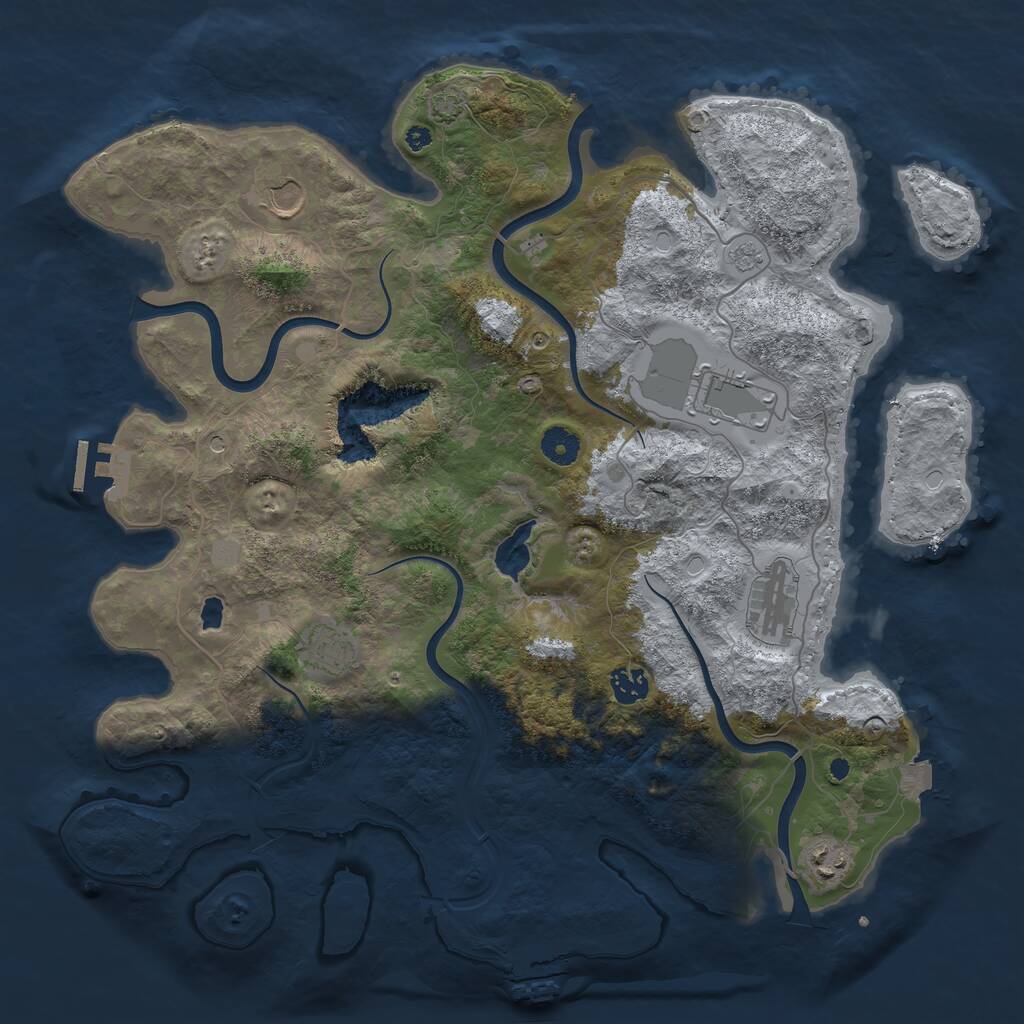 Rust Map: Procedural Map, Size: 4050, Seed: 962315582, 12 Monuments