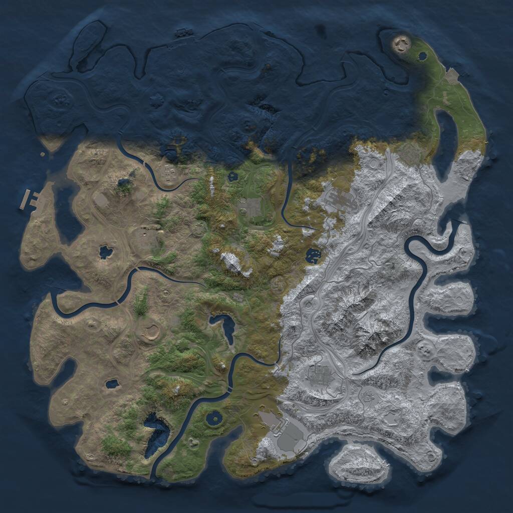 Rust Map: Procedural Map, Size: 5000, Seed: 378617585, 16 Monuments