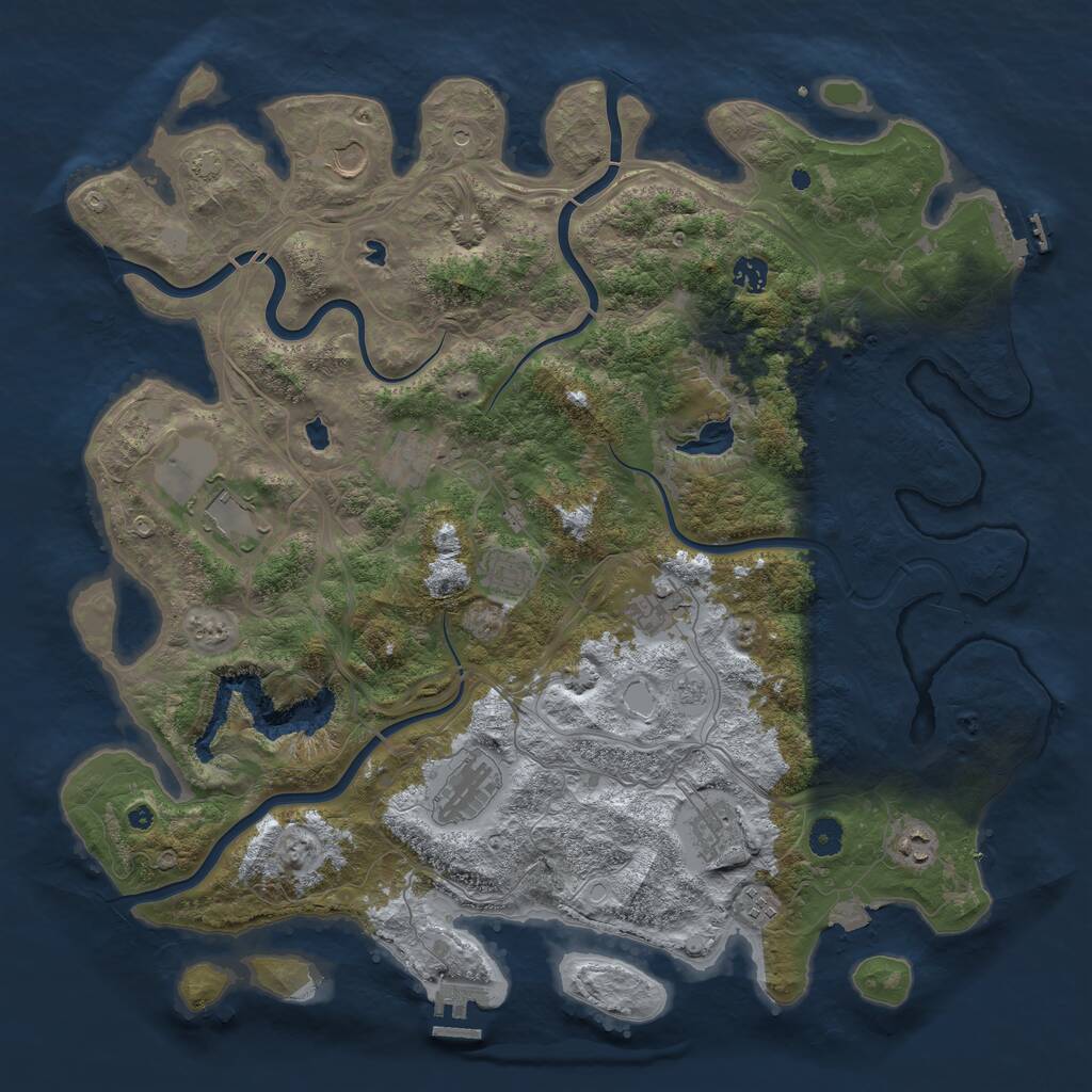 Rust Map: Procedural Map, Size: 4500, Seed: 2053094545, 16 Monuments