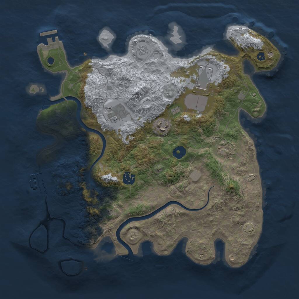 Rust Map: Procedural Map, Size: 3500, Seed: 1051219273, 11 Monuments