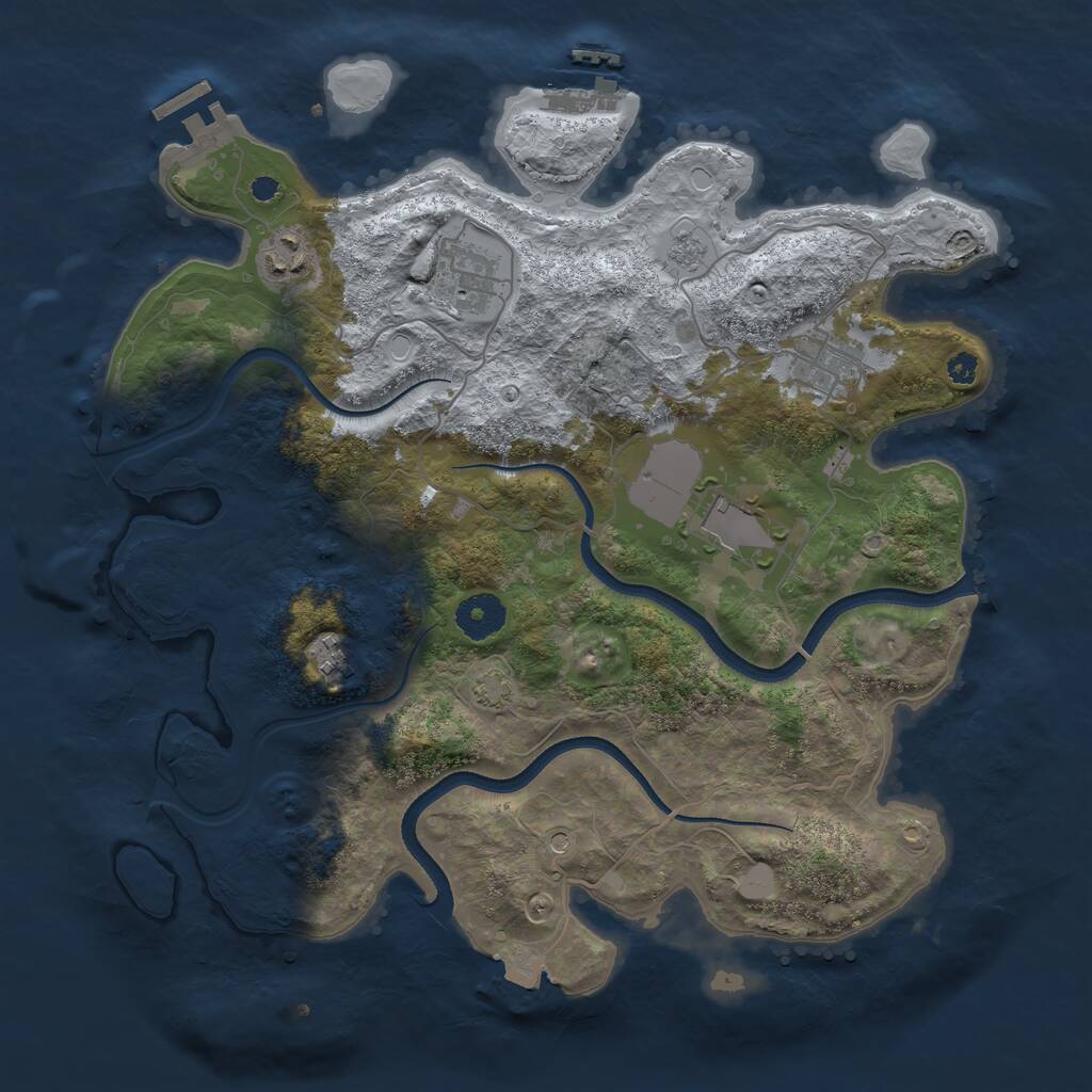 Rust Map: Procedural Map, Size: 3500, Seed: 286103028, 11 Monuments