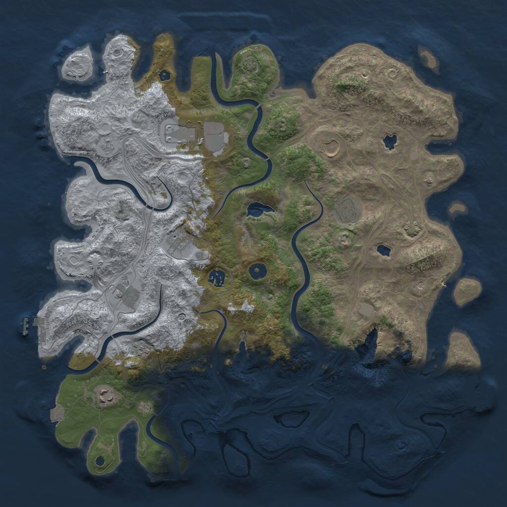 Rust Map: Procedural Map, Size: 4500, Seed: 1207763748, 14 Monuments