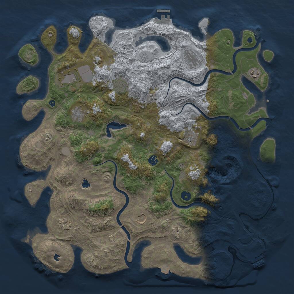 Rust Map: Procedural Map, Size: 4500, Seed: 944685858, 16 Monuments