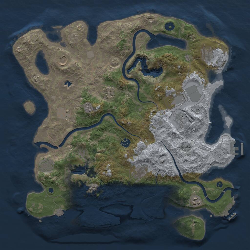 Rust Map: Procedural Map, Size: 4050, Seed: 185654229, 17 Monuments