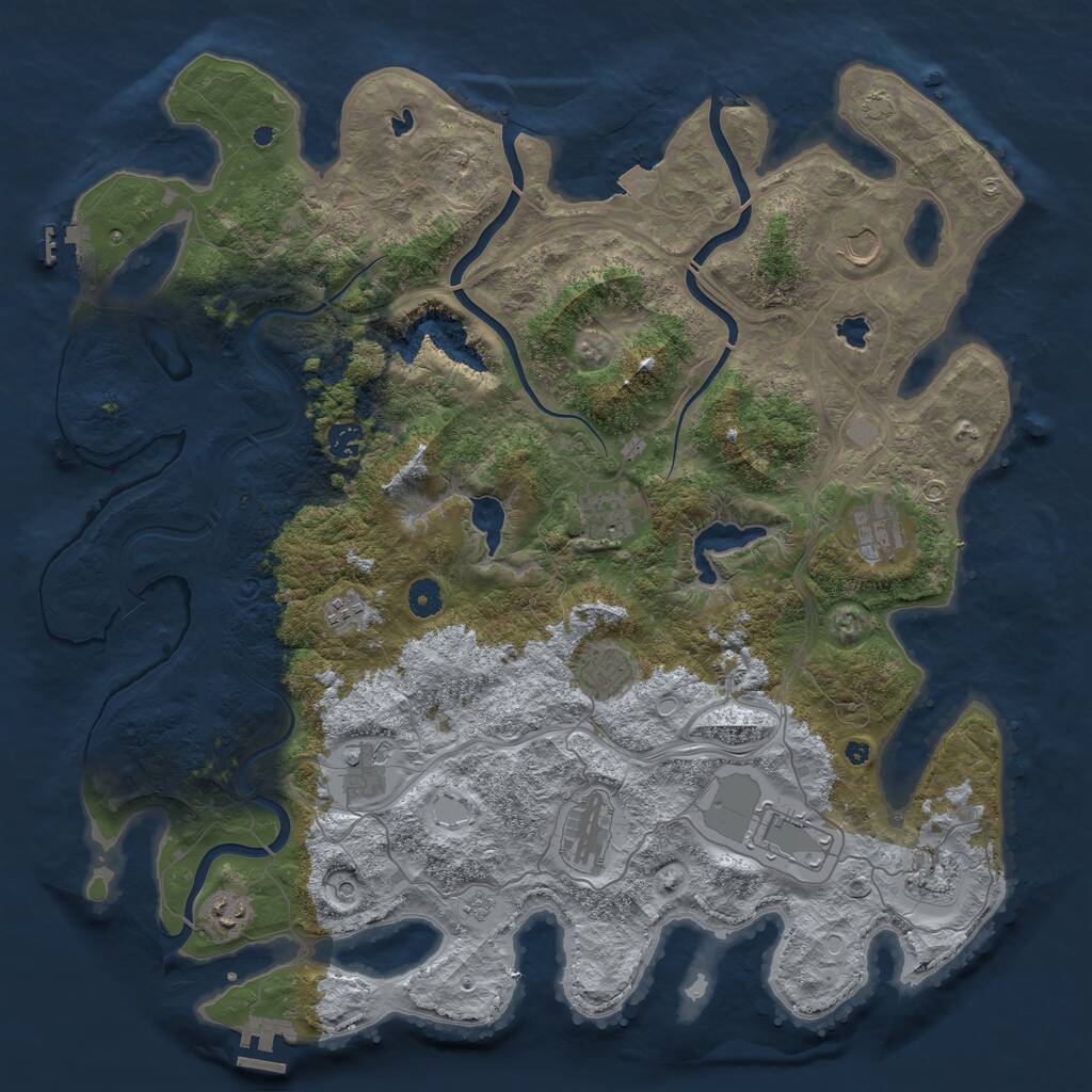 Rust Map: Procedural Map, Size: 4500, Seed: 146056425, 17 Monuments