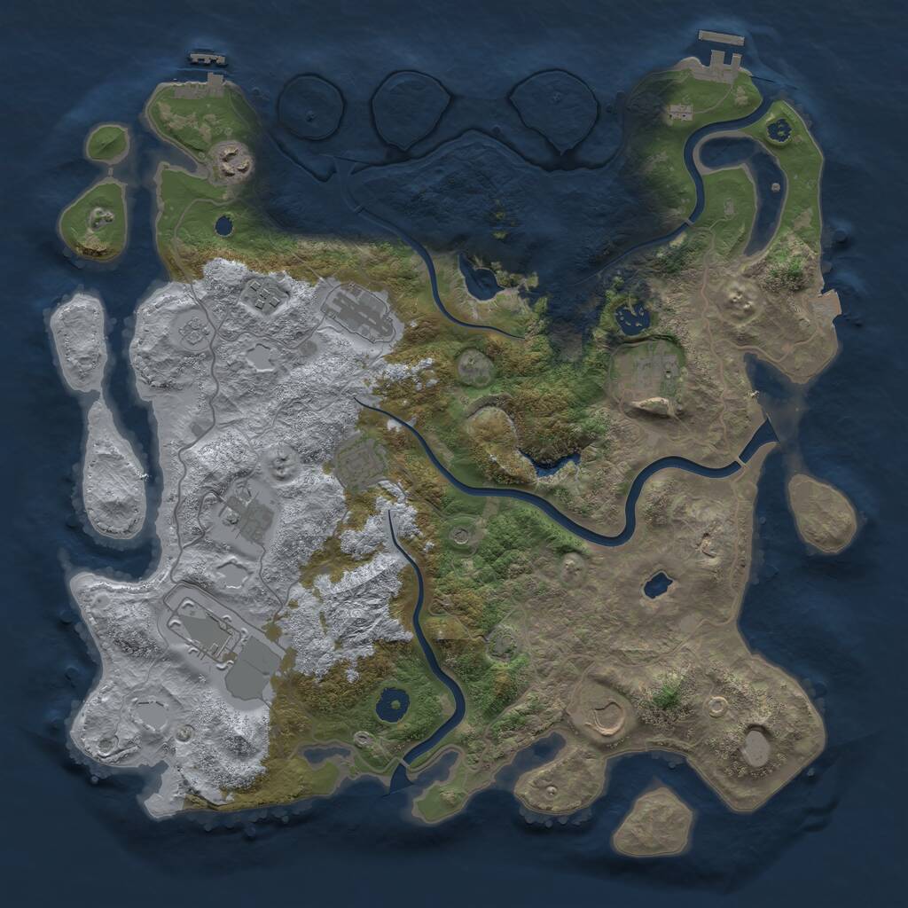 Rust Map: Procedural Map, Size: 4050, Seed: 2095043220, 15 Monuments