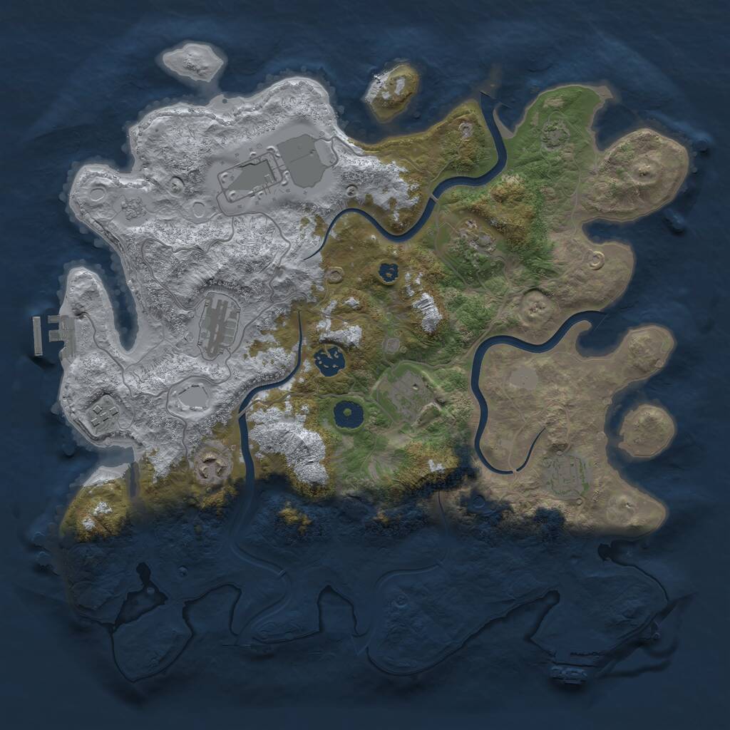 Rust Map: Procedural Map, Size: 3750, Seed: 790257948, 14 Monuments