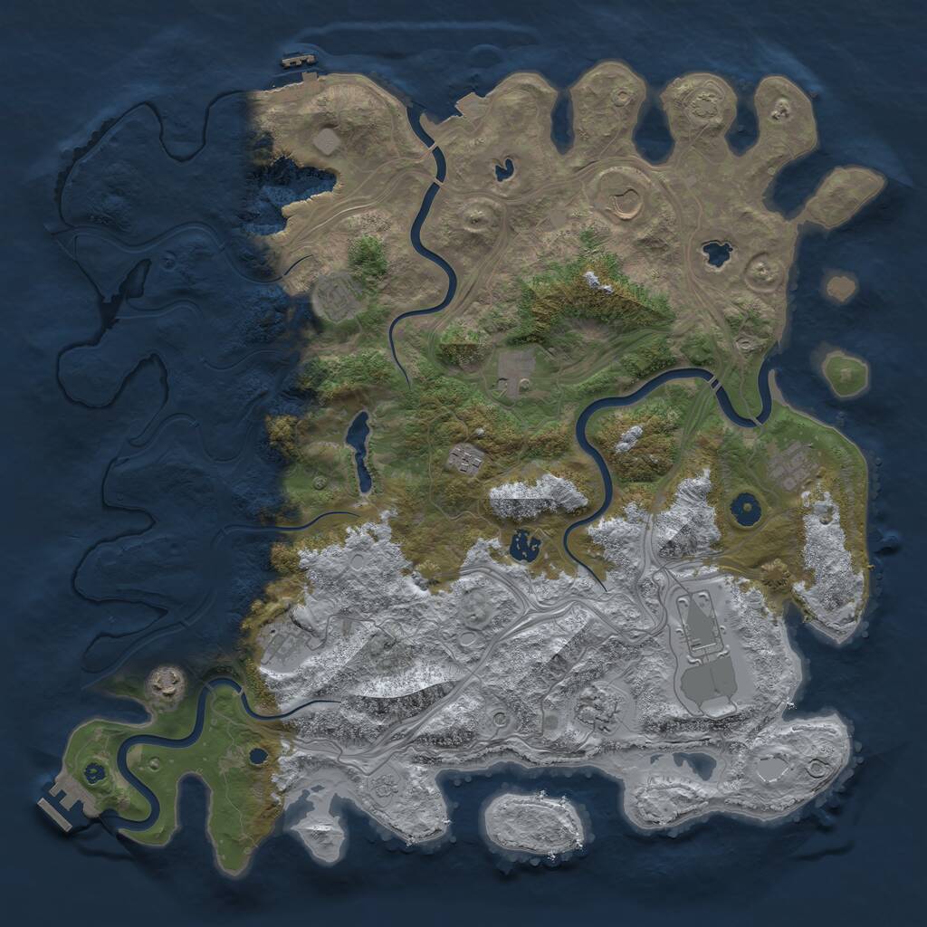Rust Map: Procedural Map, Size: 4500, Seed: 943633841, 16 Monuments