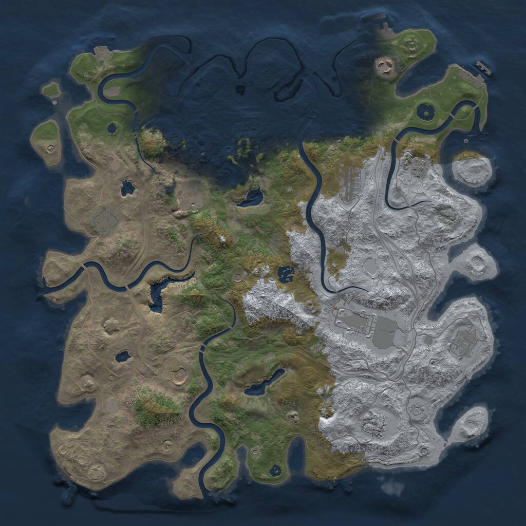 Rust Map: Procedural Map, Size: 4500, Seed: 1596329225, 16 Monuments