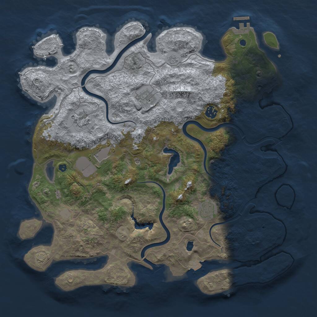 Rust Map: Procedural Map, Size: 4000, Seed: 1325419463, 11 Monuments
