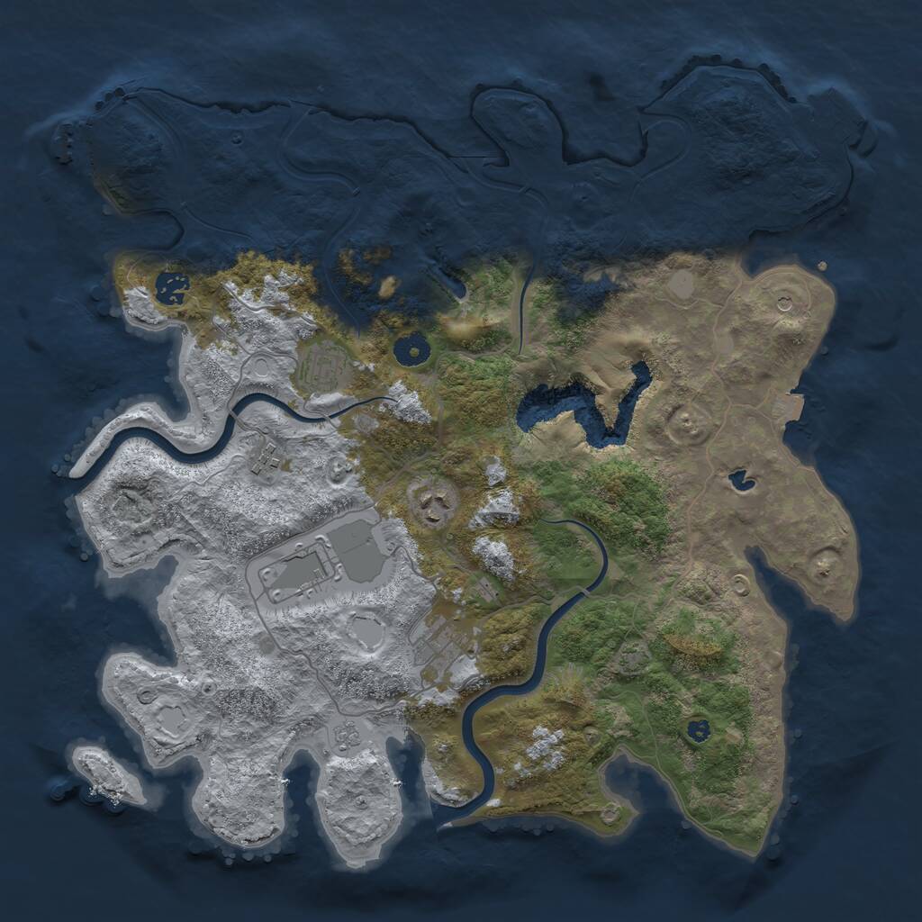 Rust Map: Procedural Map, Size: 4000, Seed: 1949184769, 12 Monuments
