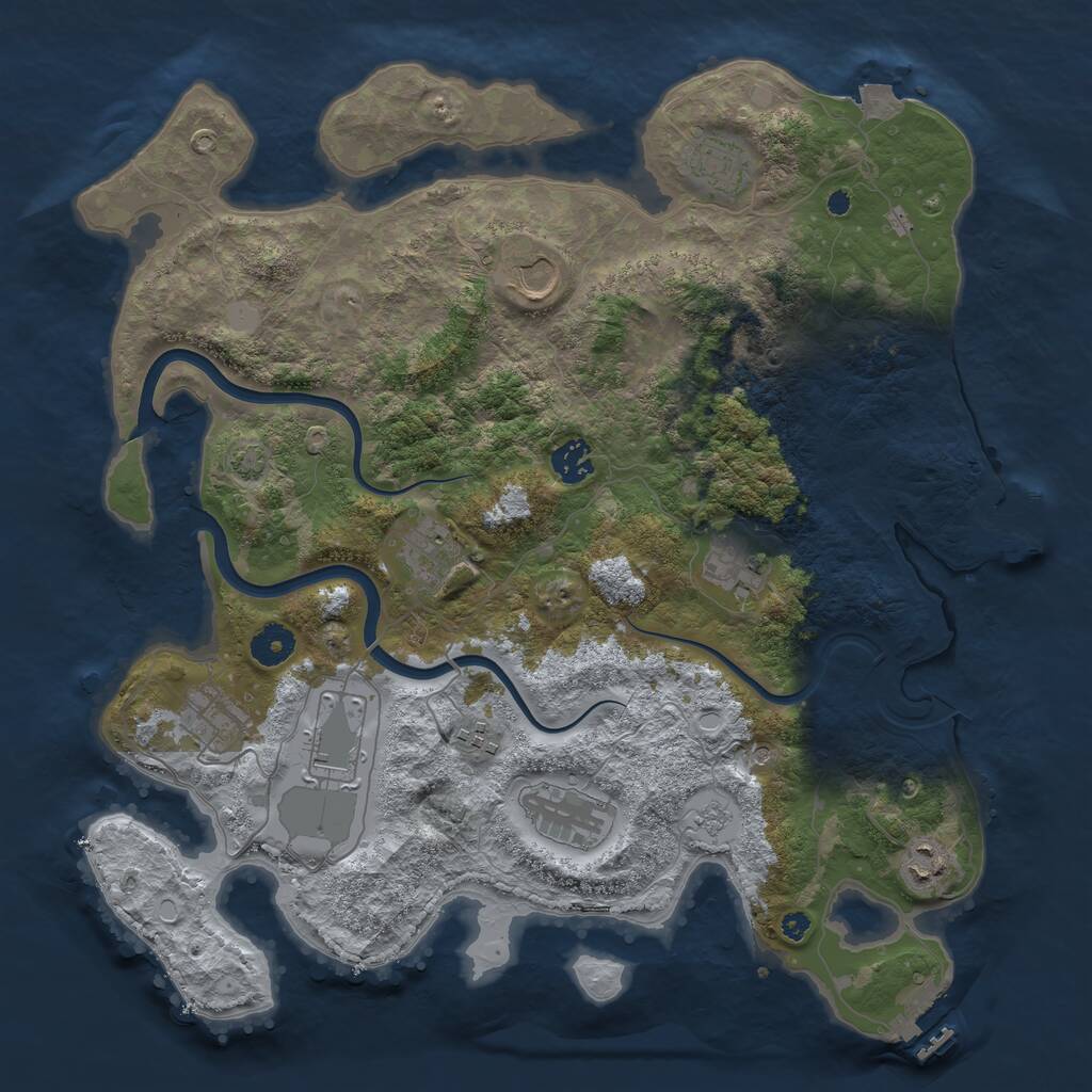 Rust Map: Procedural Map, Size: 3870, Seed: 9758, 16 Monuments