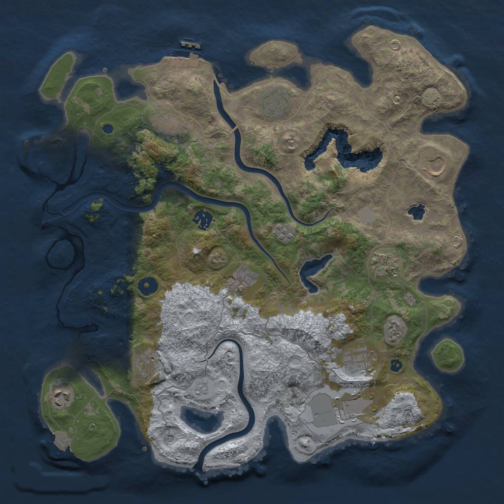 Rust Map: Procedural Map, Size: 4000, Seed: 2011548645, 17 Monuments