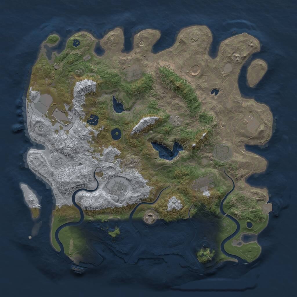 Rust Map: Procedural Map, Size: 4000, Seed: 1909304868, 16 Monuments
