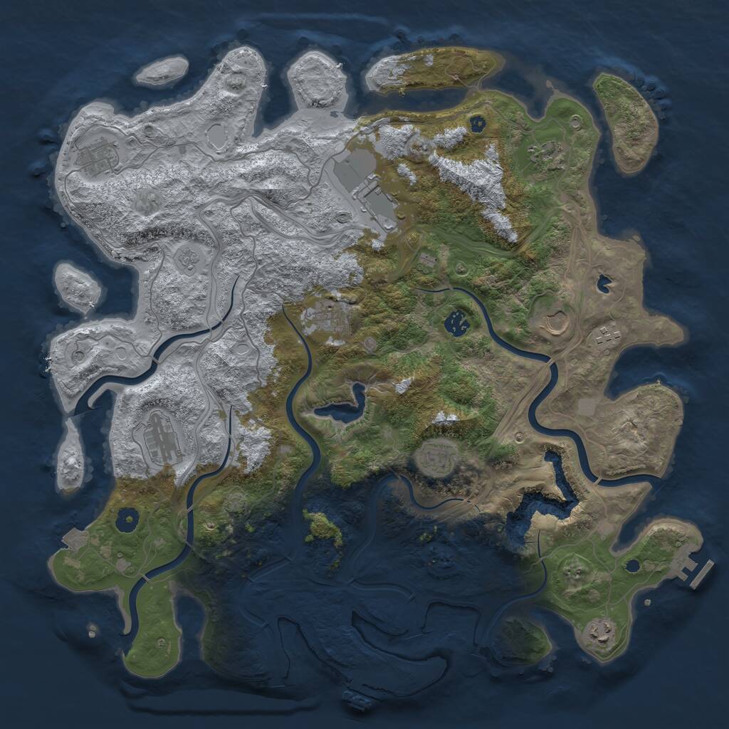 Rust Map: Procedural Map, Size: 4450, Seed: 15010, 16 Monuments
