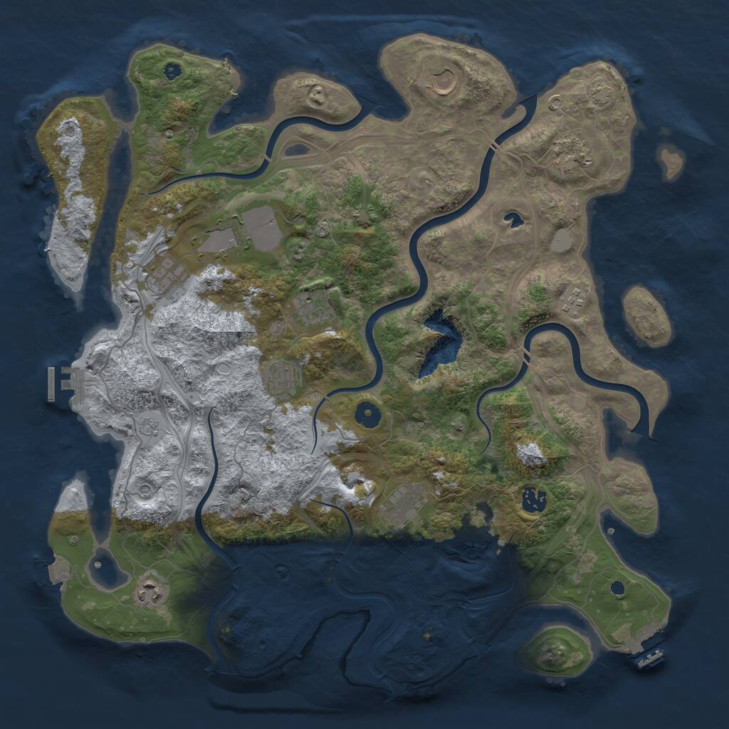 Rust Map: Procedural Map, Size: 4250, Seed: 280529045, 16 Monuments