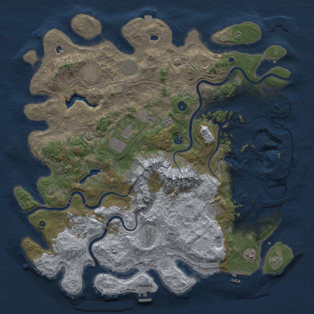 Rust Map: Procedural Map, Size: 5000, Seed: 1039201392, 17 Monuments