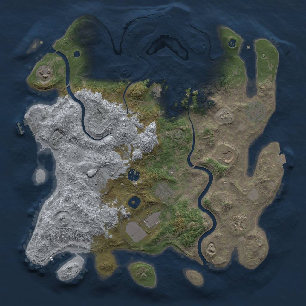 Rust Map: Procedural Map, Size: 3800, Seed: 476510356, 16 Monuments