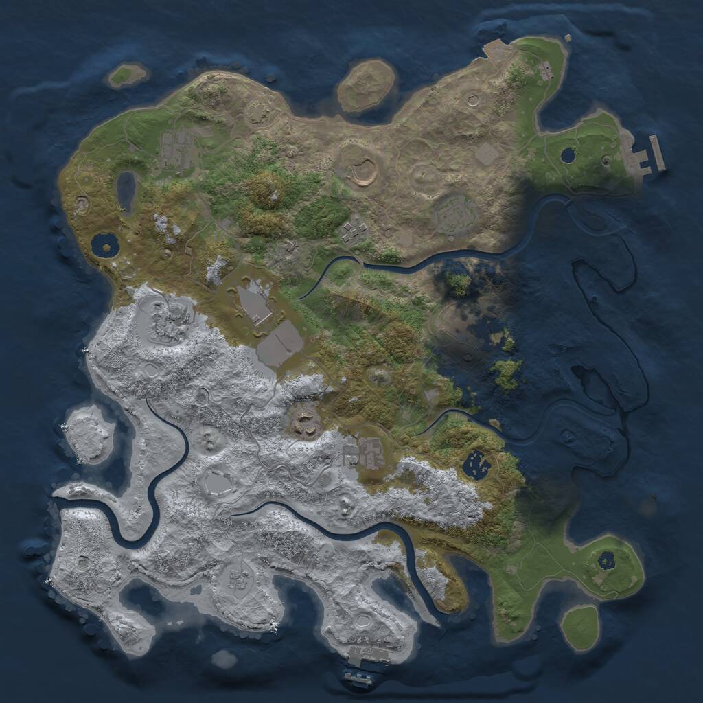 Rust Map: Procedural Map, Size: 3900, Seed: 1730957961, 16 Monuments