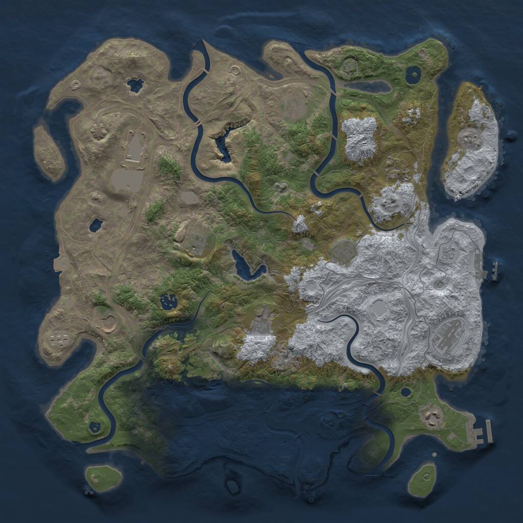 Rust Map: Procedural Map, Size: 4500, Seed: 9112001, 17 Monuments