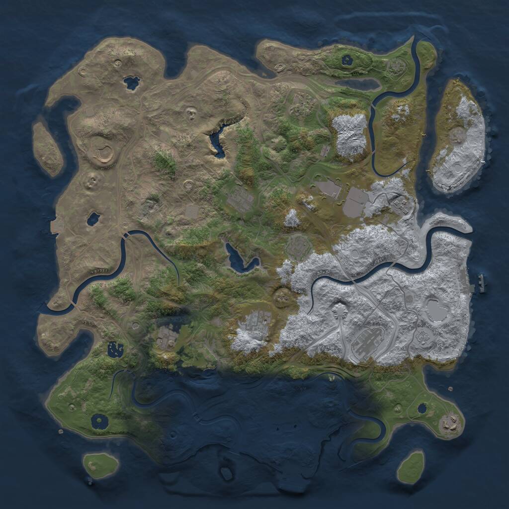 Rust Map: Procedural Map, Size: 4500, Seed: 9112001, 17 Monuments