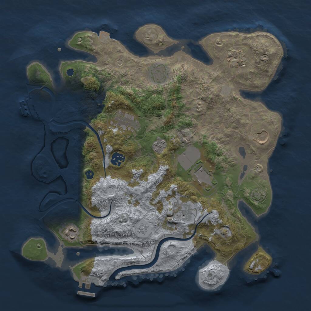 Rust Map: Procedural Map, Size: 3500, Seed: 819850654, 15 Monuments