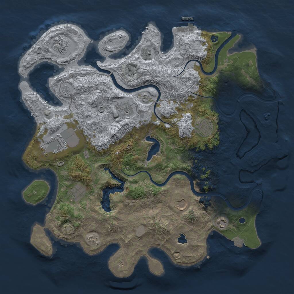 Rust Map: Procedural Map, Size: 4000, Seed: 1176189356, 14 Monuments