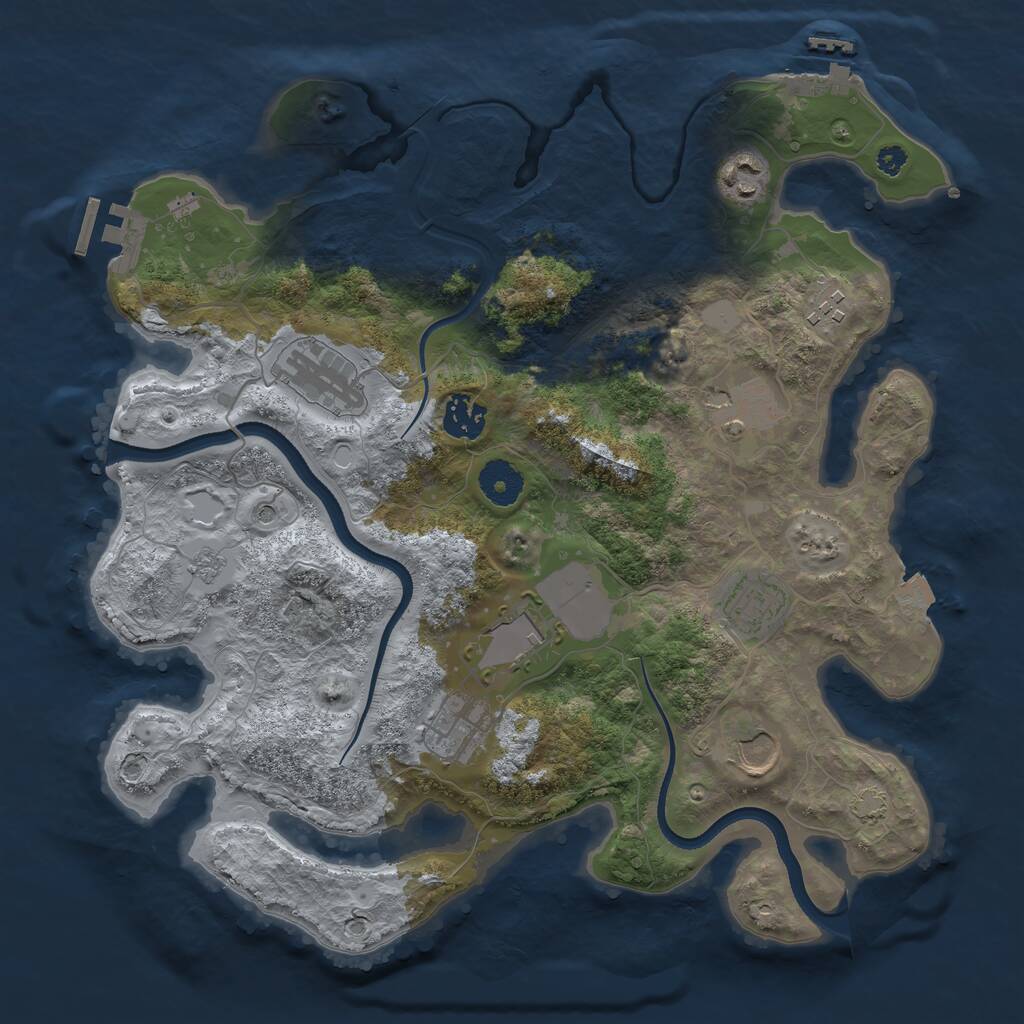 Rust Map: Procedural Map, Size: 3500, Seed: 1265135054, 15 Monuments