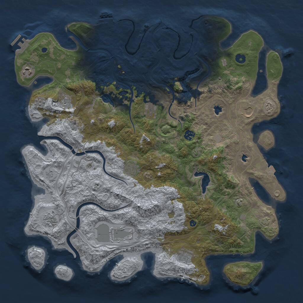 Rust Map: Procedural Map, Size: 4500, Seed: 133812183, 16 Monuments