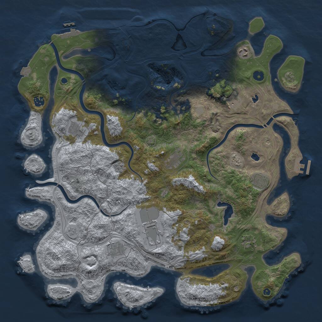 Rust Map: Procedural Map, Size: 4500, Seed: 61123067, 16 Monuments