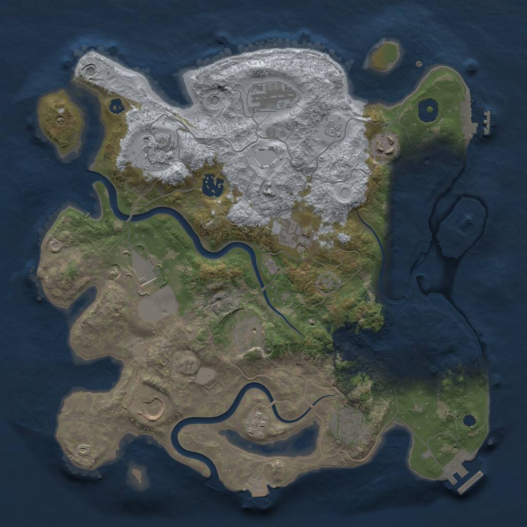 Rust Map: Procedural Map, Size: 3500, Seed: 696507509, 16 Monuments