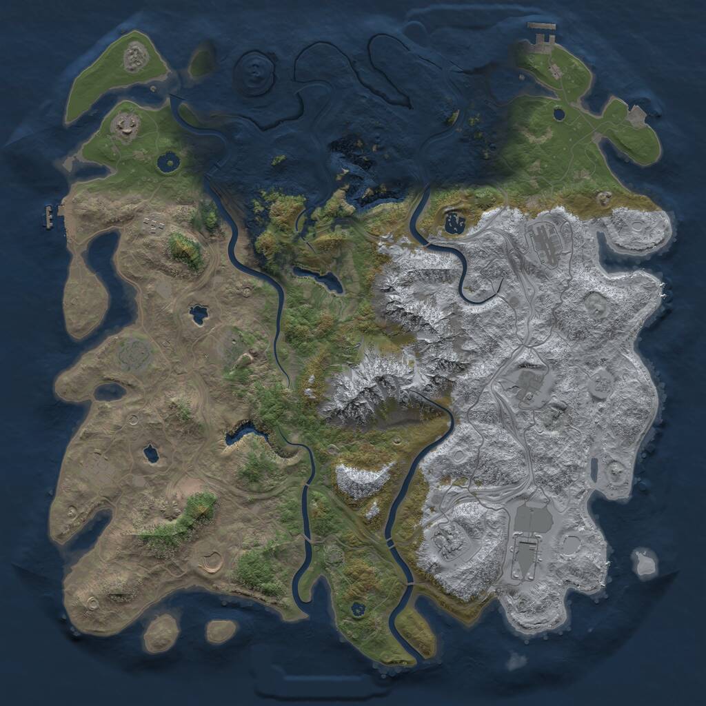 Rust Map: Procedural Map, Size: 5000, Seed: 771882442, 17 Monuments
