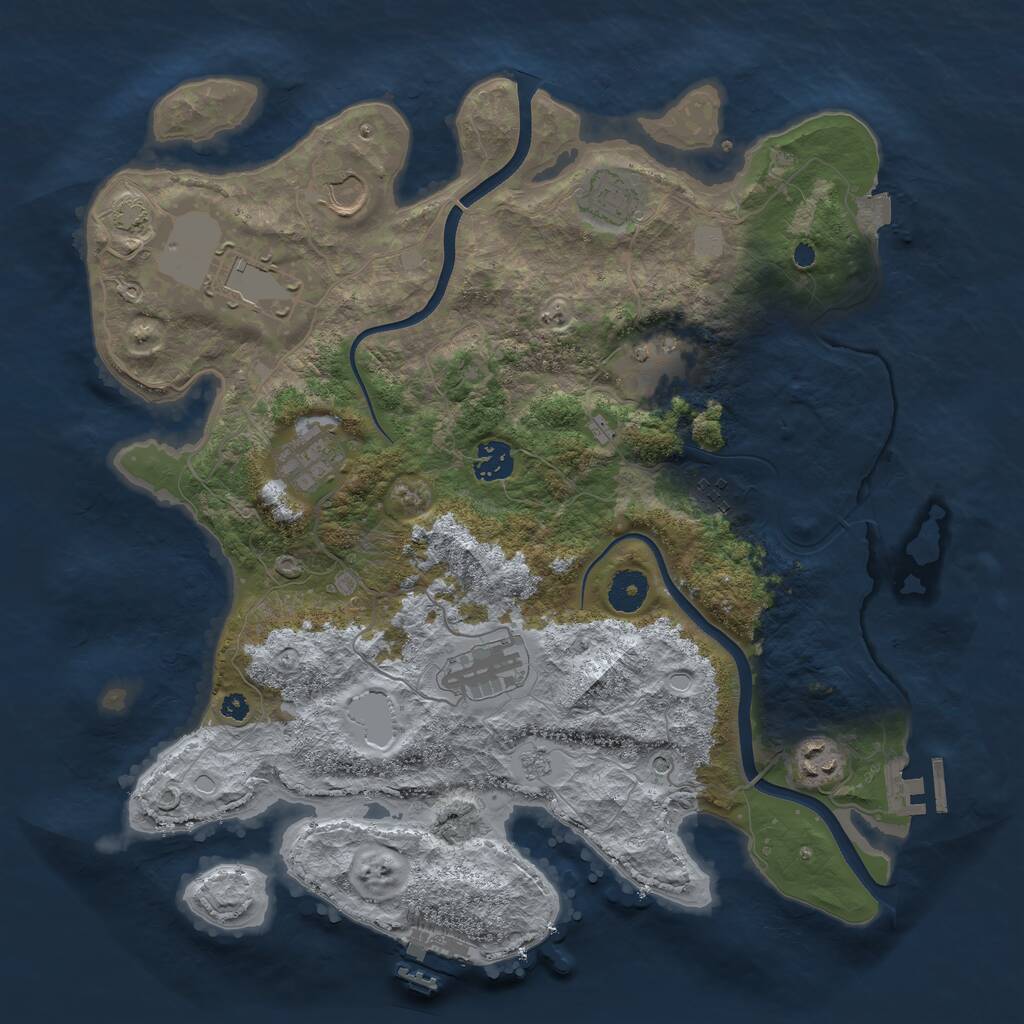 Rust Map: Procedural Map, Size: 3750, Seed: 1937568871, 15 Monuments