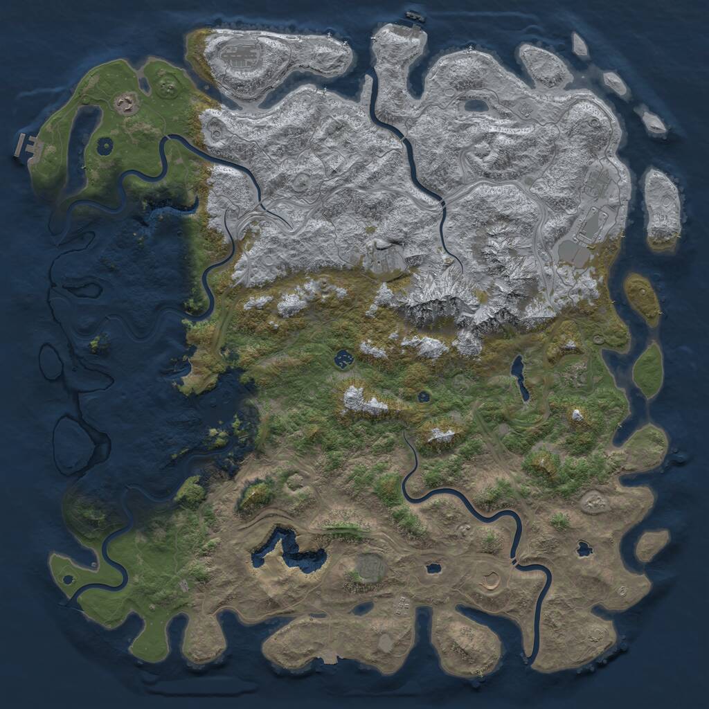 Rust Map: Procedural Map, Size: 6000, Seed: 103675922, 17 Monuments