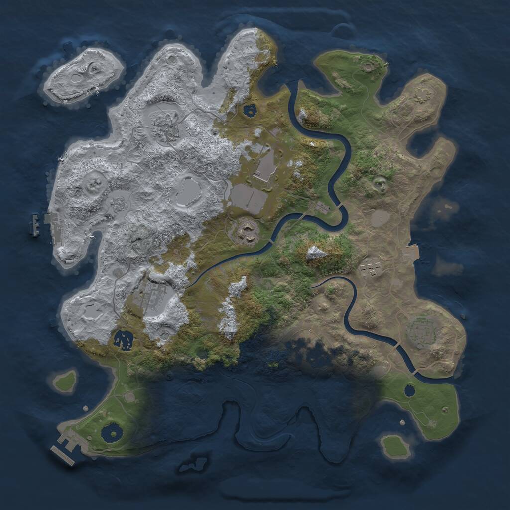 Rust Map: Procedural Map, Size: 3750, Seed: 99875698, 14 Monuments