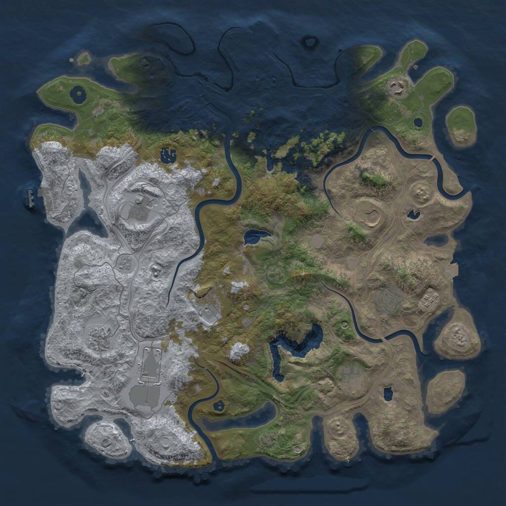 Rust Map: Procedural Map, Size: 4500, Seed: 360653953, 16 Monuments