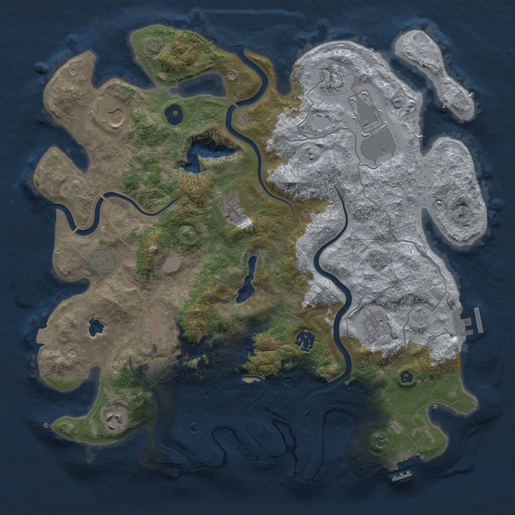 Rust Map: Procedural Map, Size: 4000, Seed: 51110, 16 Monuments