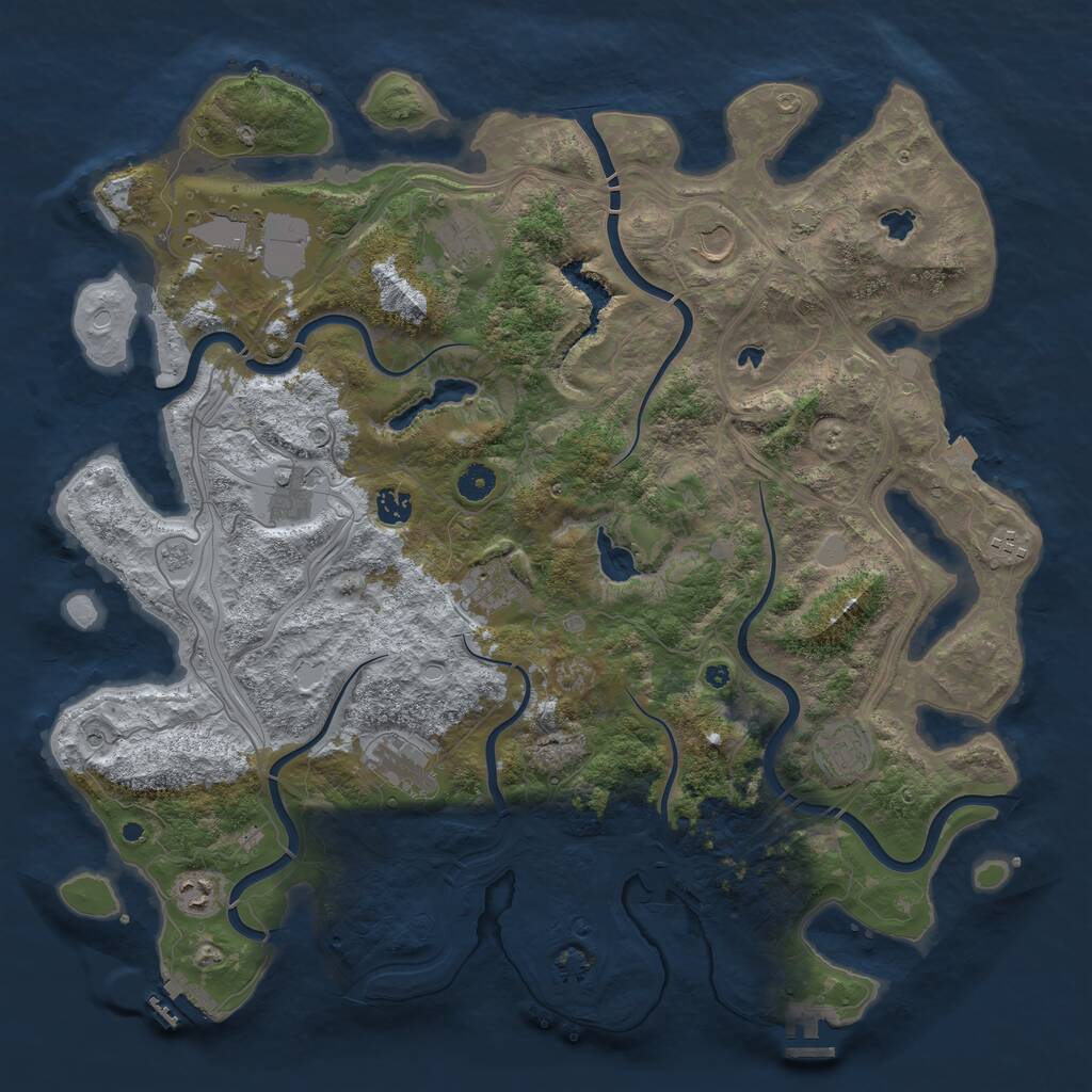 Rust Map: Procedural Map, Size: 4500, Seed: 422635805, 16 Monuments