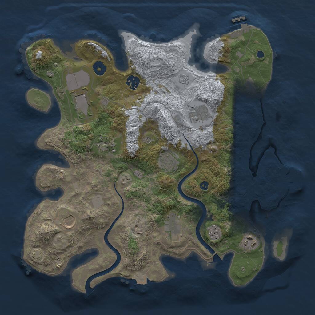 Rust Map: Procedural Map, Size: 3500, Seed: 1992662578, 15 Monuments