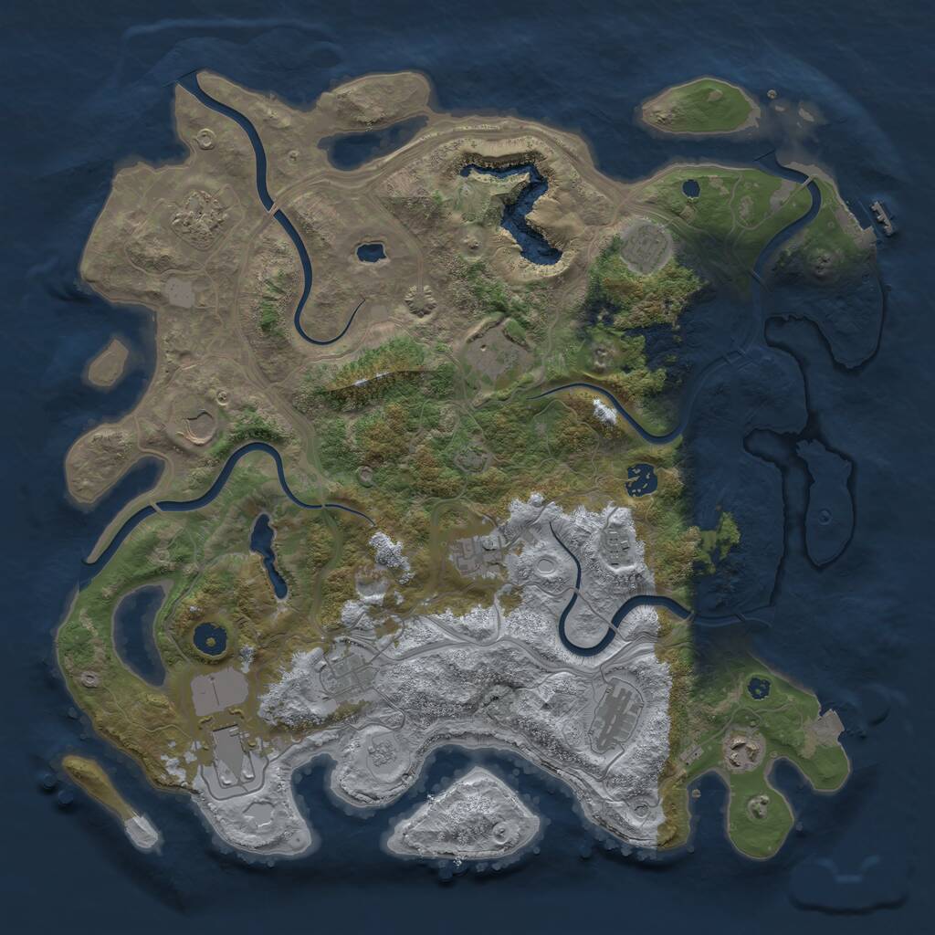 Rust Map: Procedural Map, Size: 4250, Seed: 951087623, 16 Monuments