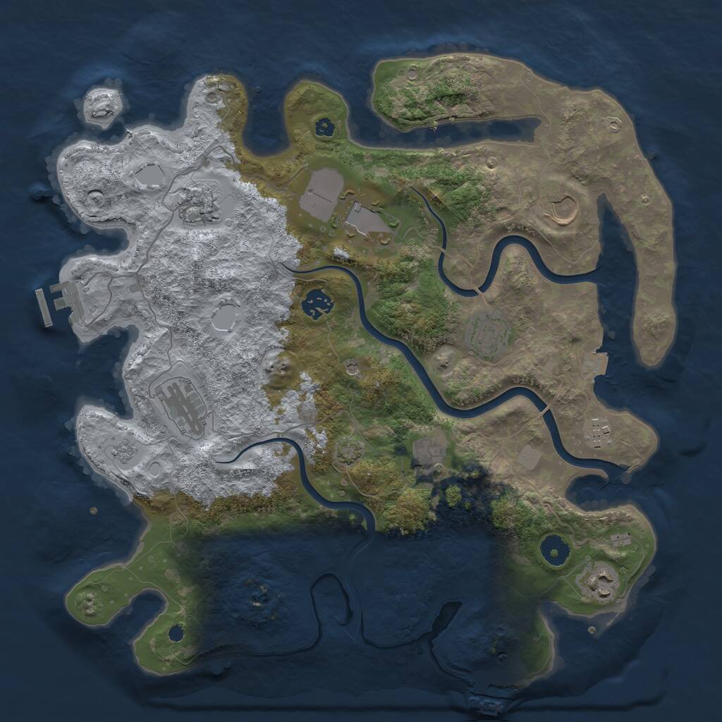 Rust Map: Procedural Map, Size: 3750, Seed: 1909650471, 15 Monuments