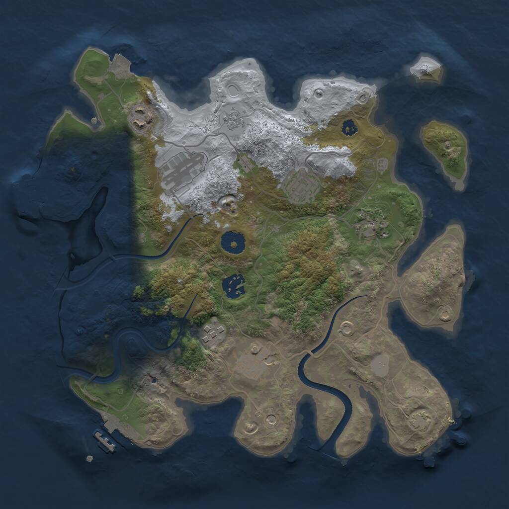 Rust Map: Procedural Map, Size: 3200, Seed: 1035221101, 13 Monuments
