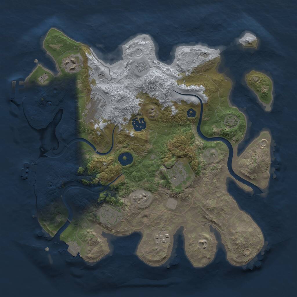 Rust Map: Procedural Map, Size: 3200, Seed: 1035221101, 12 Monuments