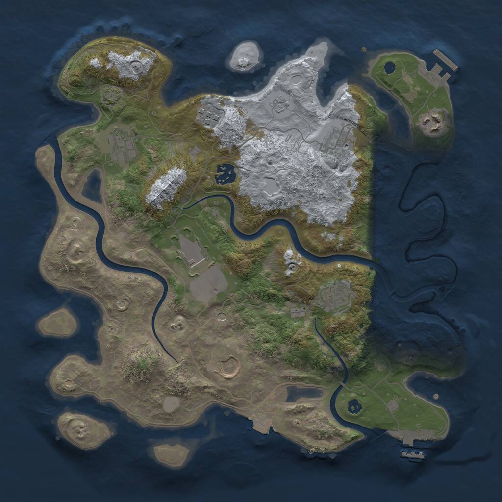 Rust Map: Procedural Map, Size: 3500, Seed: 169275165, 14 Monuments