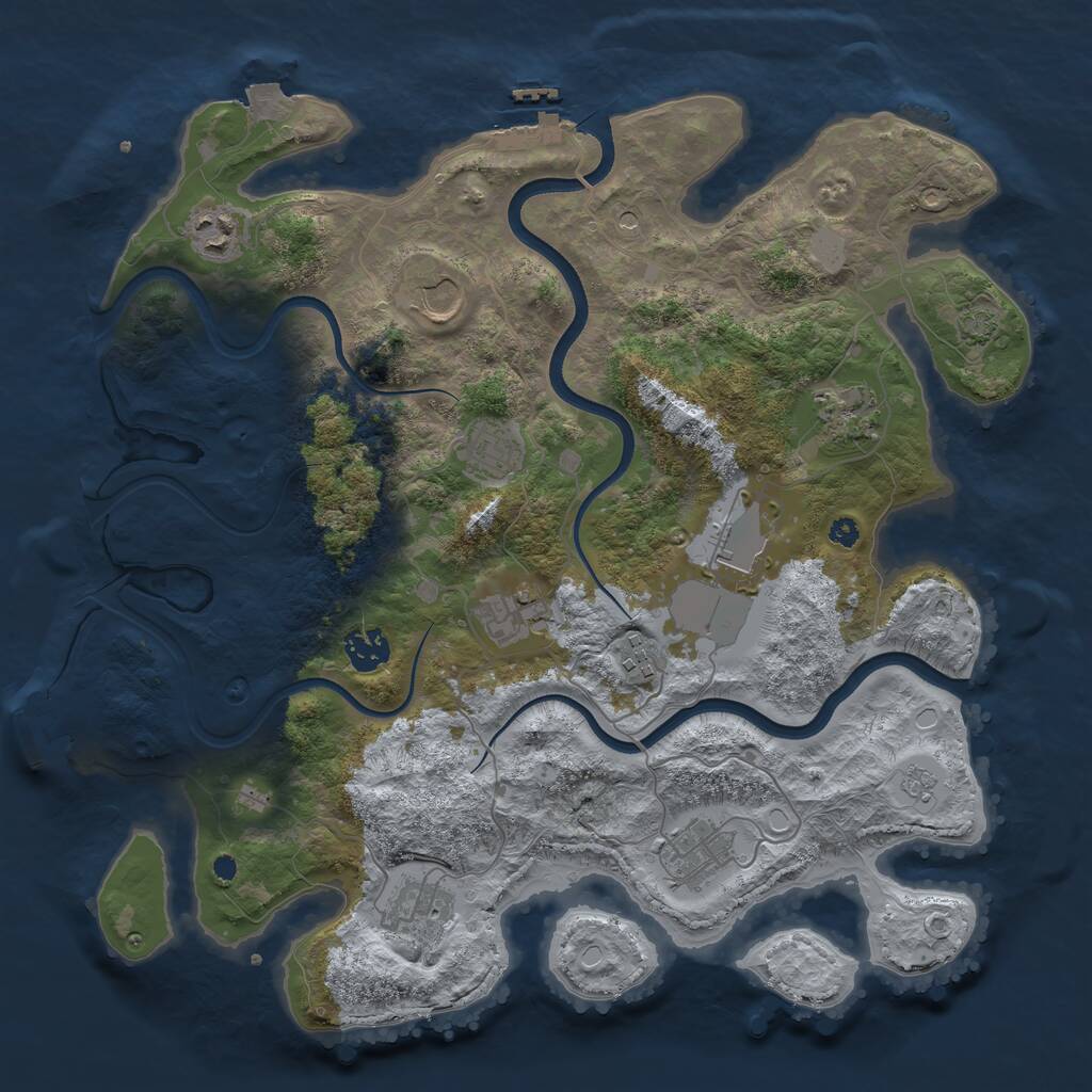 Rust Map: Procedural Map, Size: 3700, Seed: 234583415, 16 Monuments