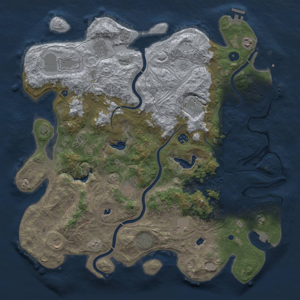 Rust Map: Procedural Map, Size: 4500, Seed: 1591805342, 17 Monuments