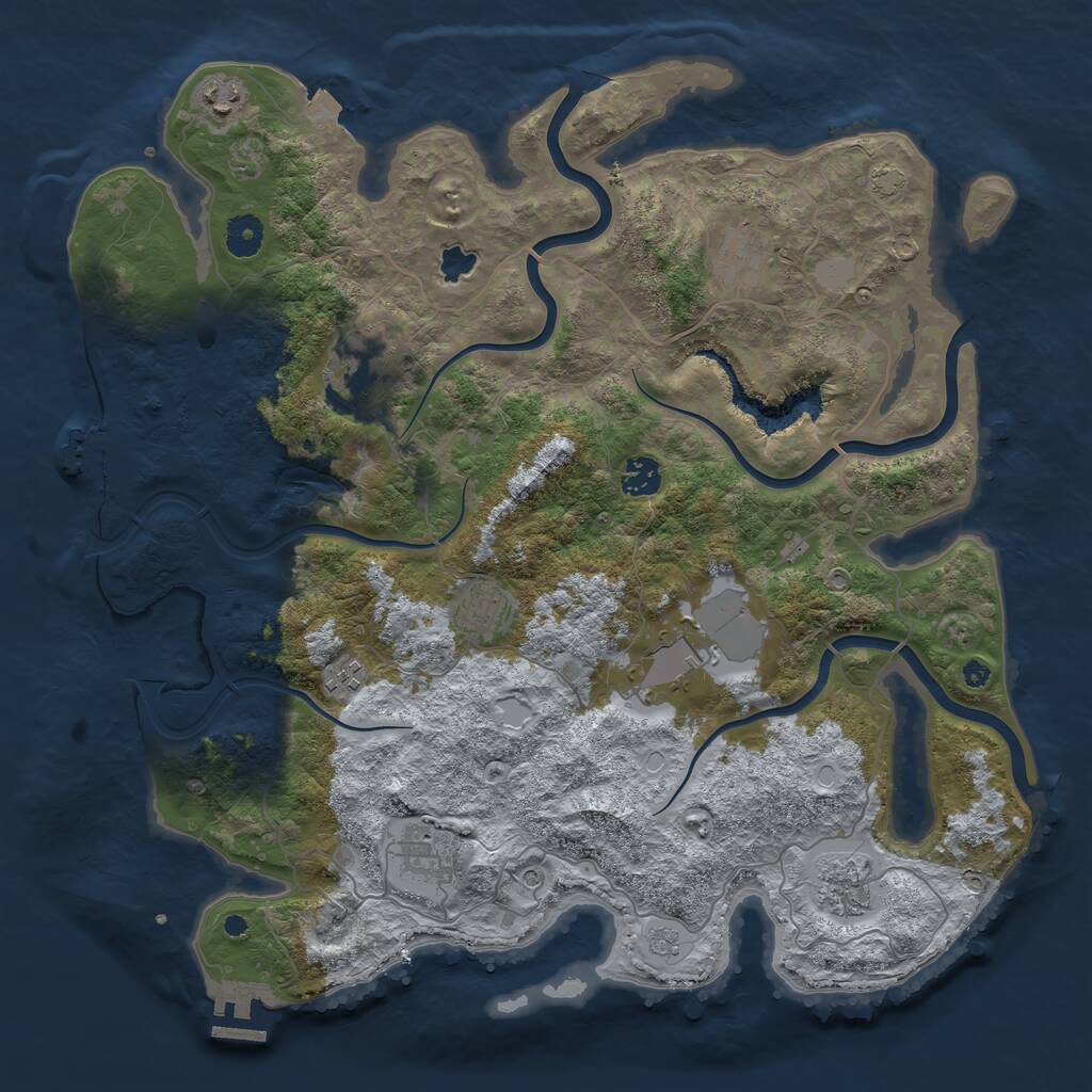 Rust Map: Procedural Map, Size: 4050, Seed: 2097332881, 15 Monuments